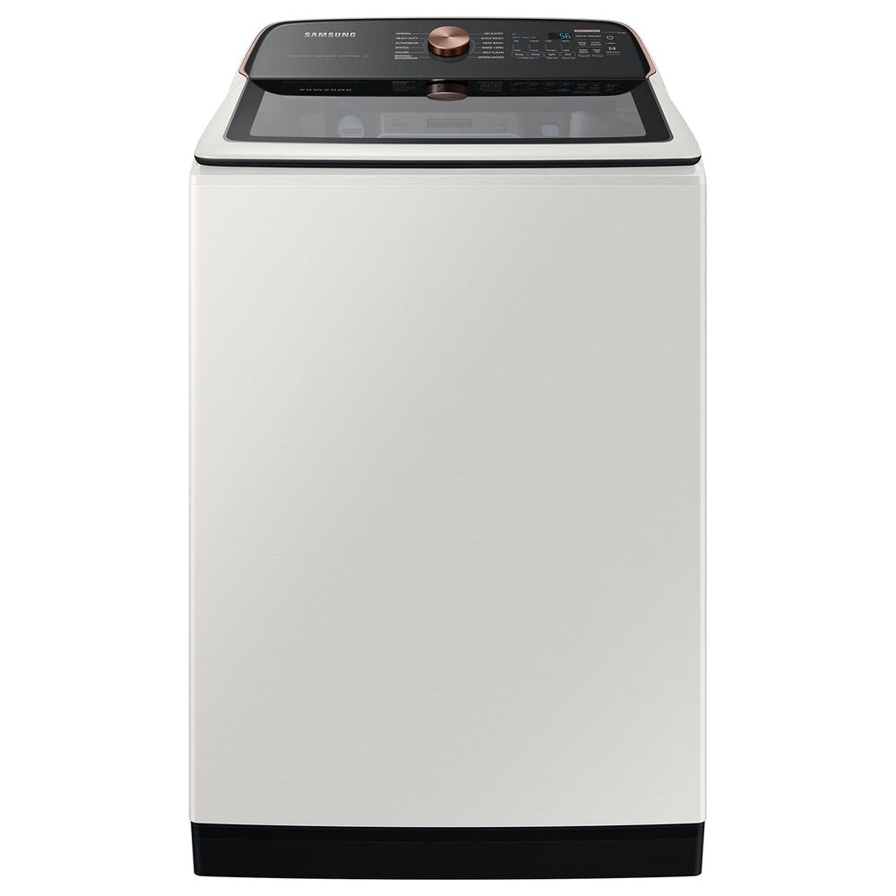 Samsung 5.5 Cu. Ft. Extra-Large Capacity Smart Top Load Washer with Auto Dispense System and 7.4 Cu. Ft. Smart Electric Dryer with Steam Sanitize+ in Ivory, , large