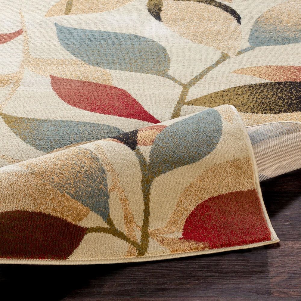 Surya Riley Light Green, Dark Brown, Olive, Red, Charcoal, Black and Mustard 6&#39;7&quot; x 9&#39;6&quot; Area Rug, , large