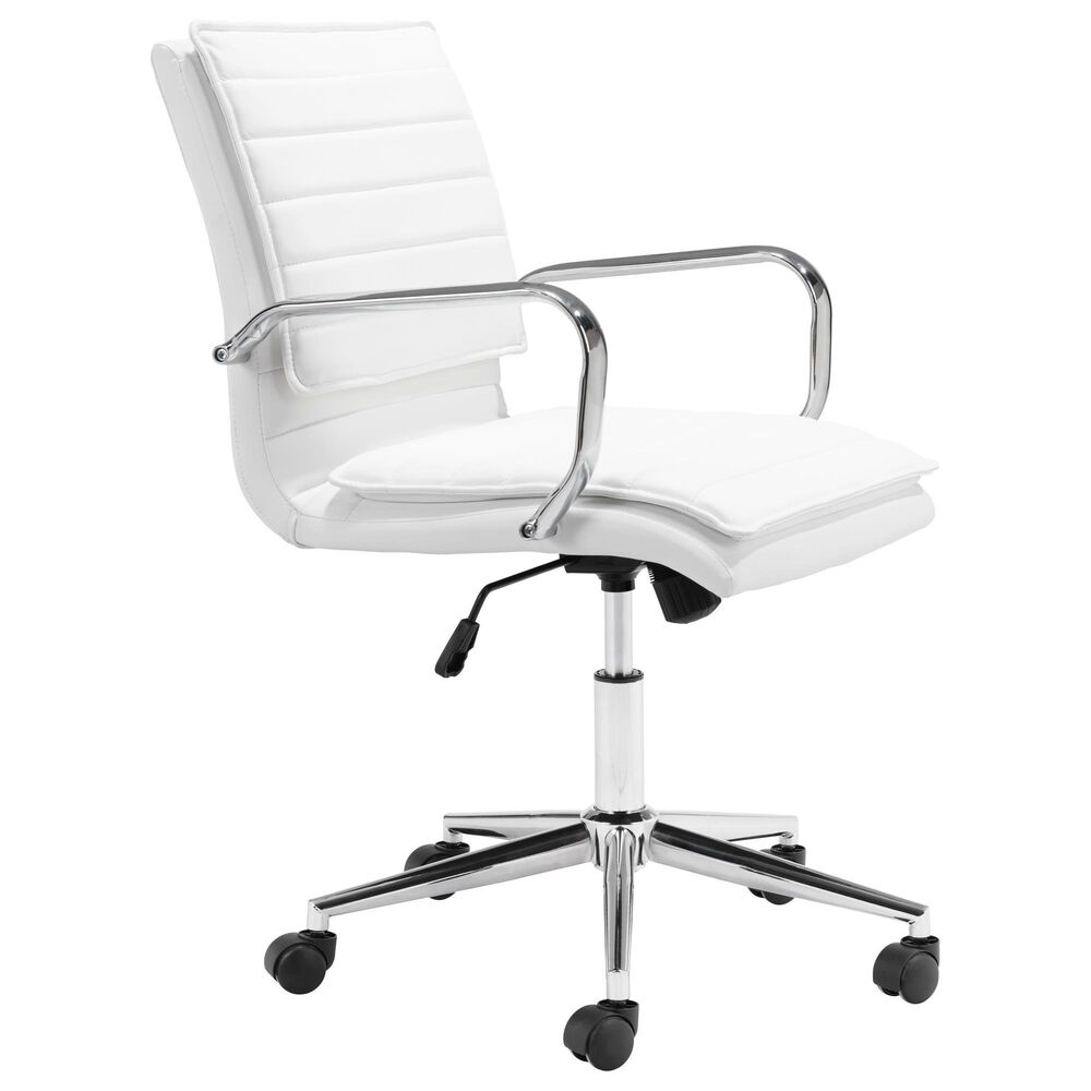 Zuo Modern Partner Office Chair in White and Chrome, , large