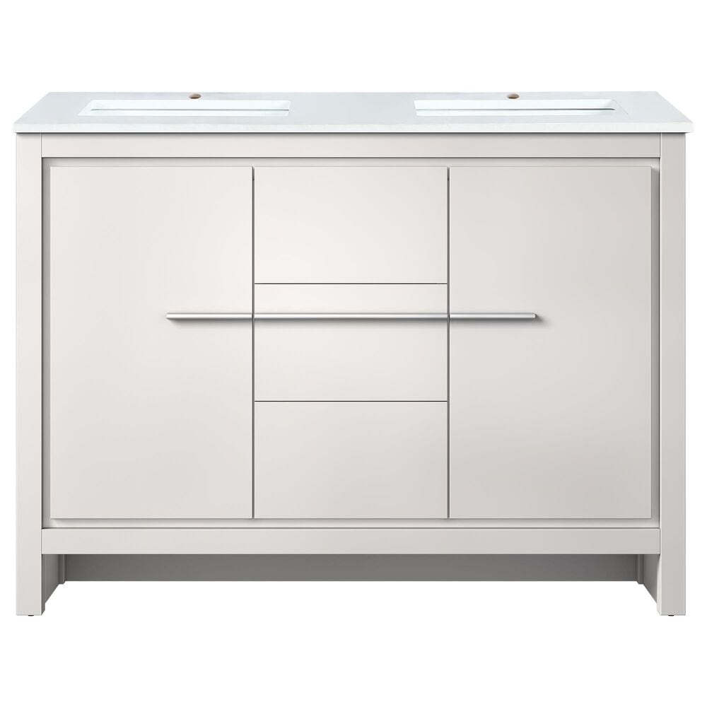 Lexora Home Lafarre 48&quot; Double Bathroom Vanity in White with 2 cm White Quartz Top and Rectangular Sinks, , large