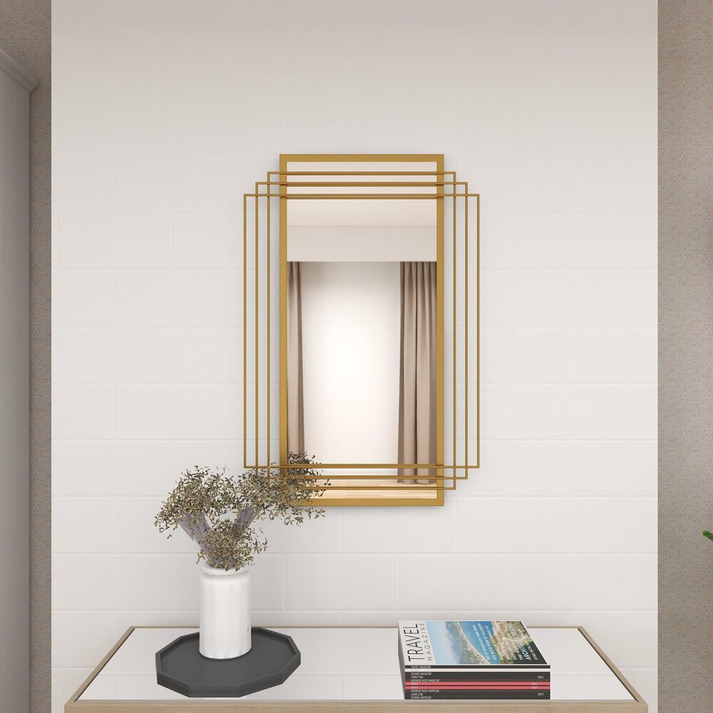 CosmoLiving by Cosmopolitan 24&quot; x 36&quot; Wall Mirror in Shiny Gold, , large