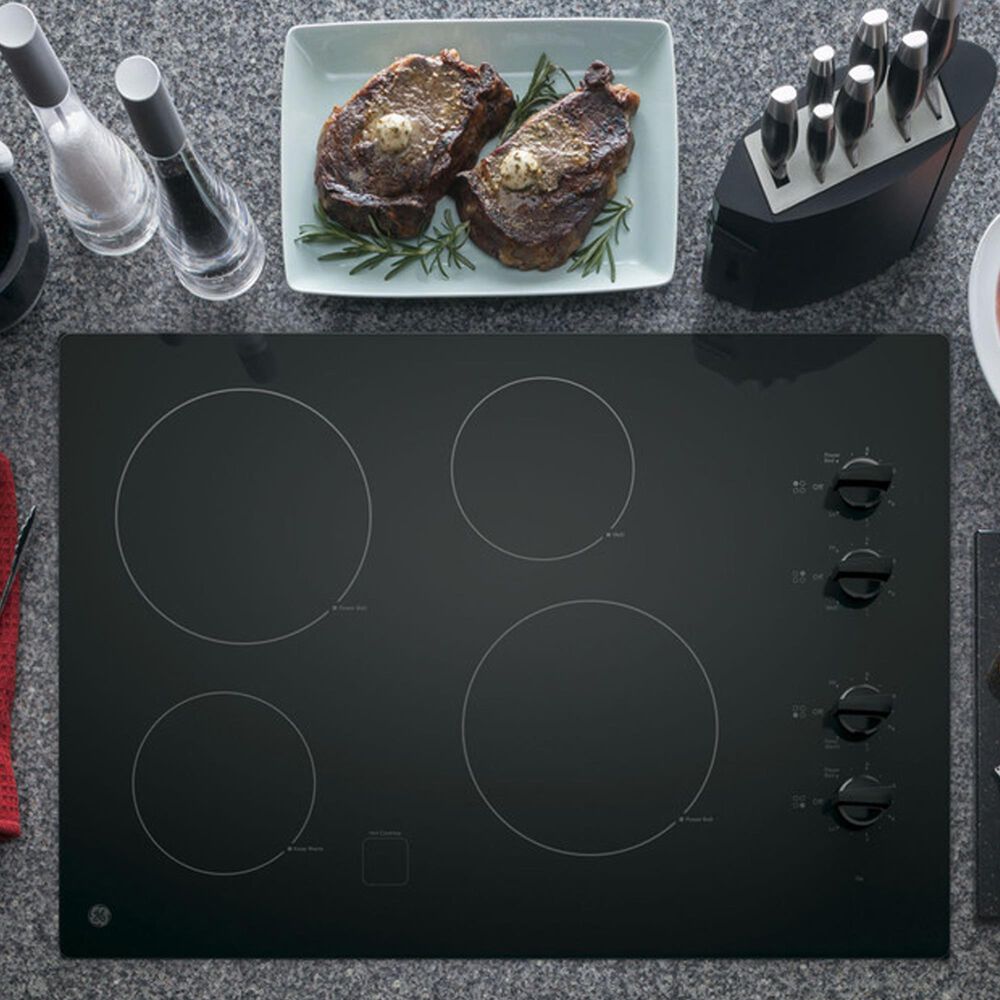 GE Appliances GE 30&quot; Built-In Electric Cooktop with Knob Control in Black JP3030DWBB, , large