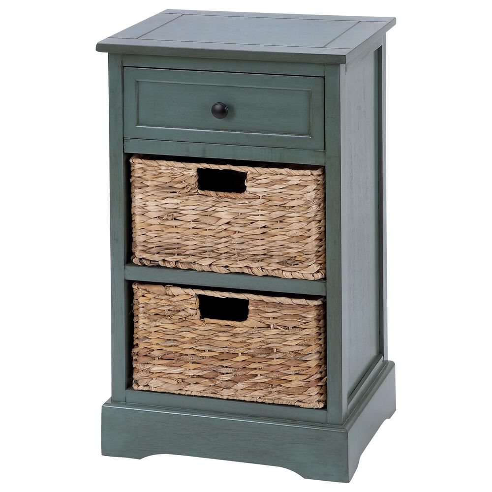 Uma Enterprises Storage Unit with Wicker Baskets in Blue, , large