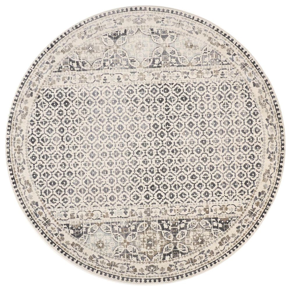 Feizy Kano 8"9" Round Gray and Ivory Area Rug, , large