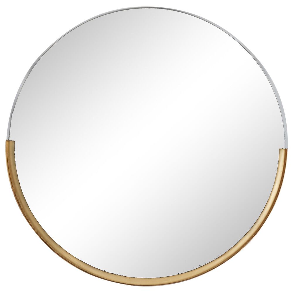 Maple and Jade 30&quot; Round Wall Mirror in Matte Gold, , large