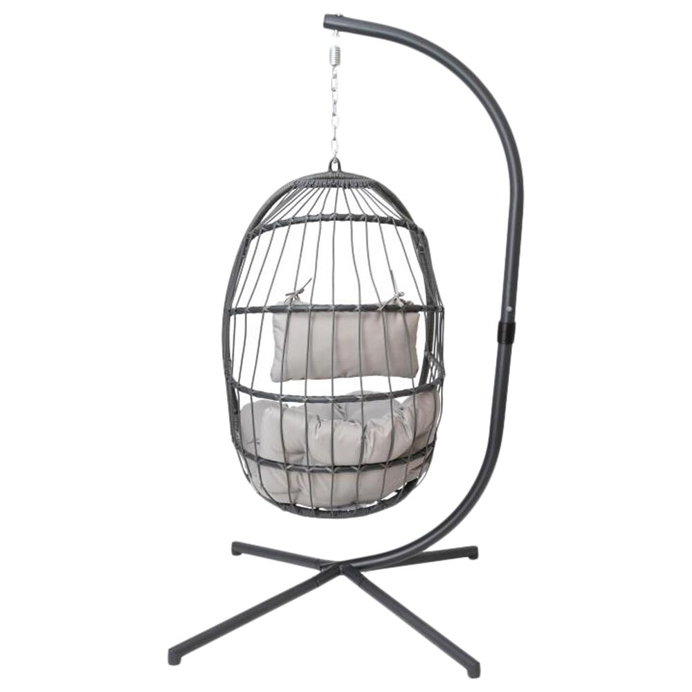 Flash Furniture Cleo Patio Hanging Egg Chair in Gray NFM