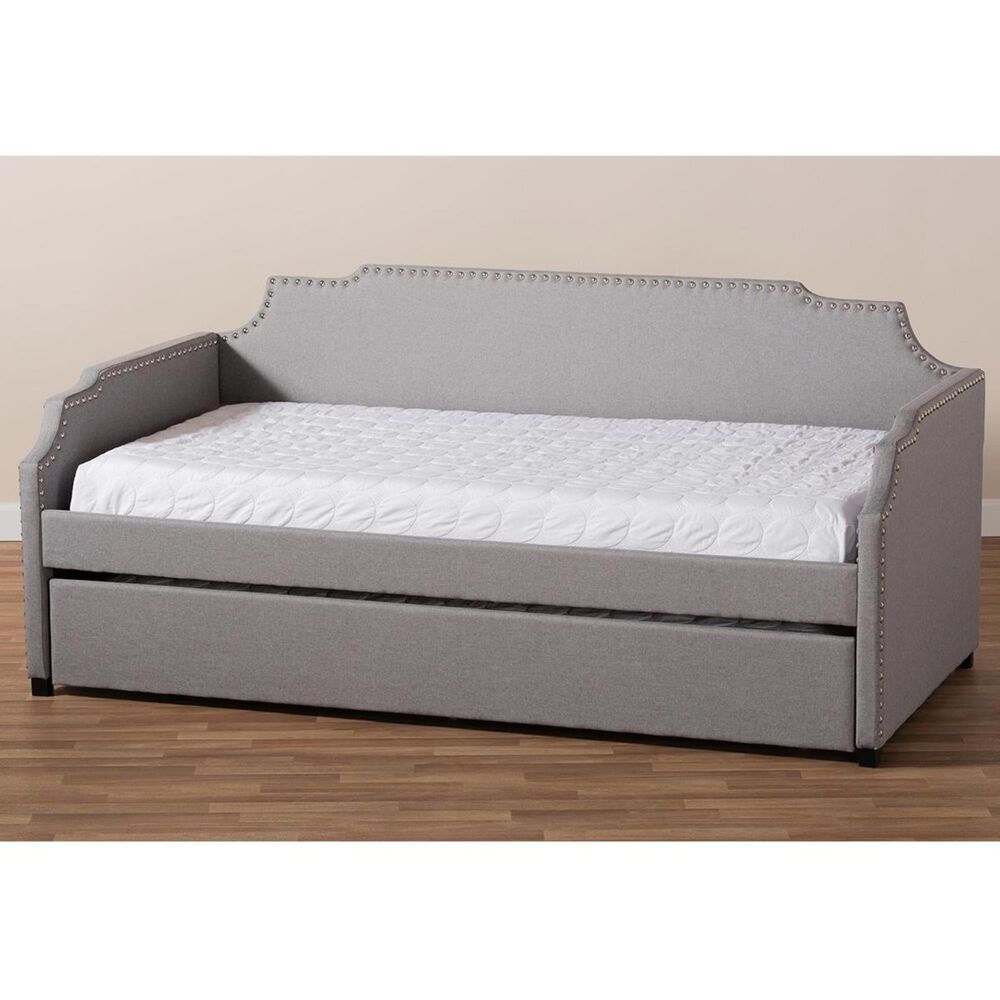Baxton Studio Ally Twin Daybed with Roll Out Trundle in Gray Nebraska