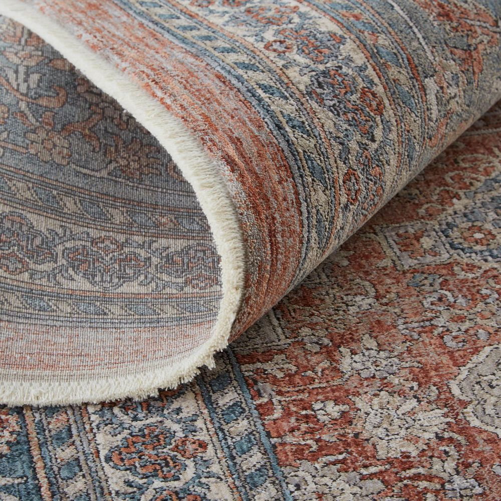 Feizy Marquette 3761F 2&#39;8&quot; x 10&#39; Rust and Blue Runner, , large