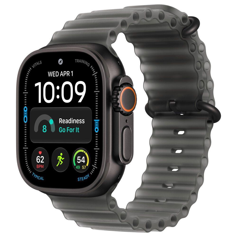 Apple Watch Ultra 4 (GPS + Cellular) 49mm Black Titanium Case with Translucent Black Ocean Band and 2-Year AppleCare+, , large