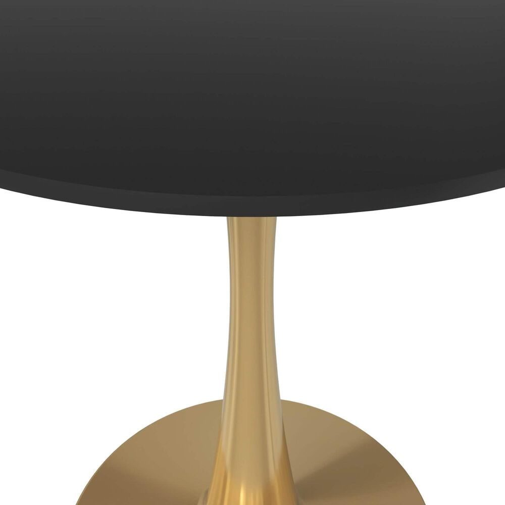 Leisuremod Bristol 24&quot; Round Dining Table with MDF Top in Gold and Black - Table Only, , large