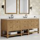 James Martin Breckenridge 84" Double Bathroom Vanity in Light Natural Oak with 3 cm Eternal Jasmine Pearl Top and Rectangular Sinks, , large