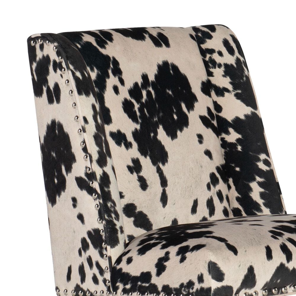 Linon Home Decor Draper Office Chair with Black and White Cow Cushion in Chrome, , large