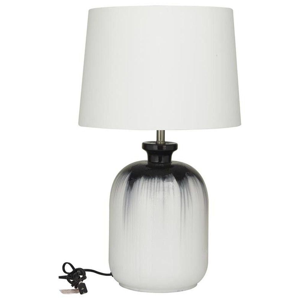 Maple and Jade Glass Rounded Cylinder Table Lamp in White and Black Ombre, , large