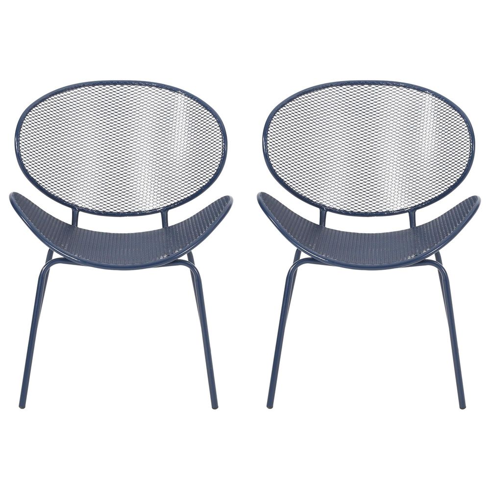 Hearth and Haven Elba Outdoor Mesh Accent Chair in Navy (Set of 2), , large