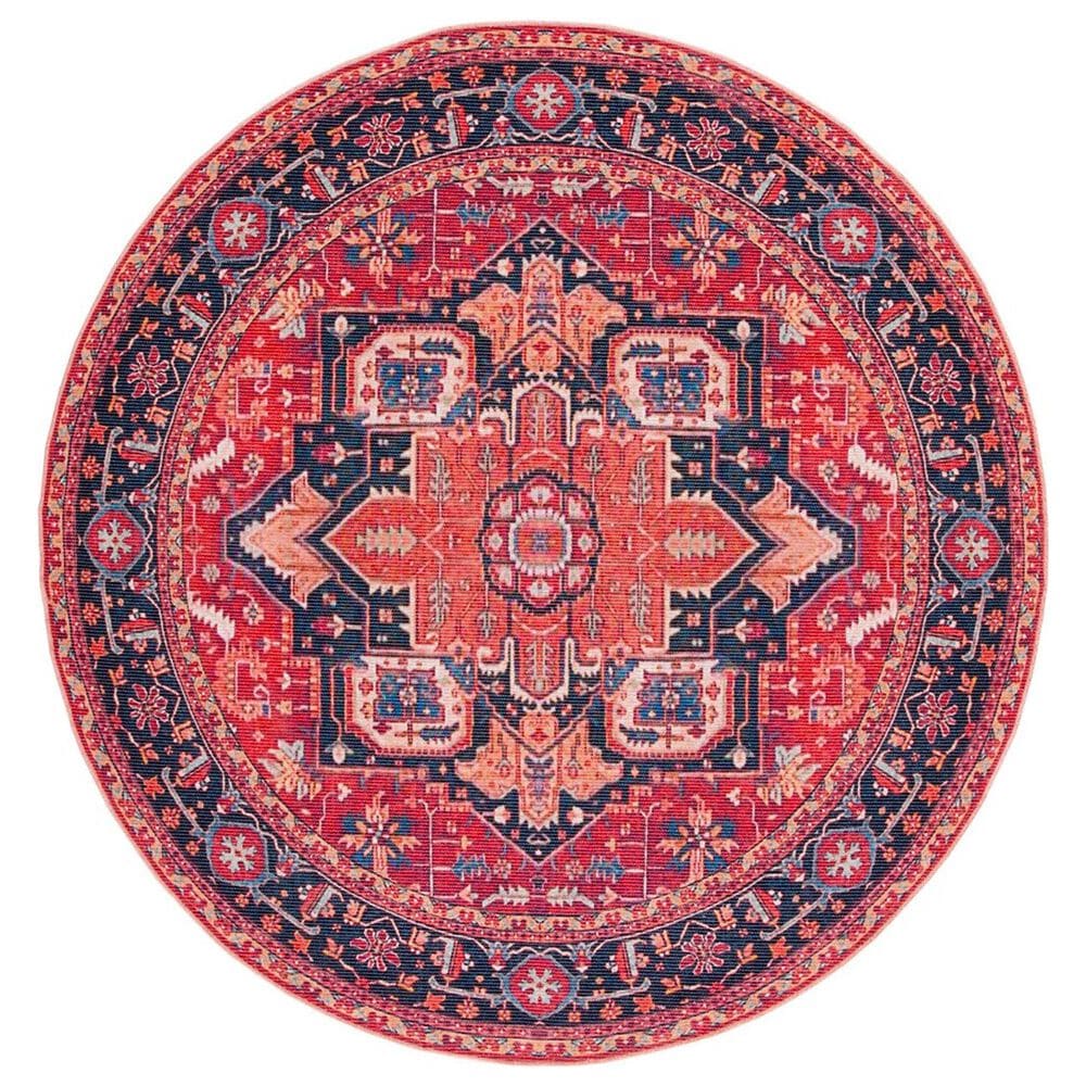 Safavieh Serapi 6"7" Round Red and Blue Area Rug, , large