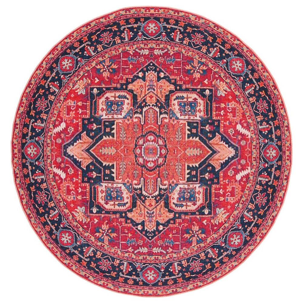 Safavieh Serapi 6"7" Round Red and Blue Area Rug, , large