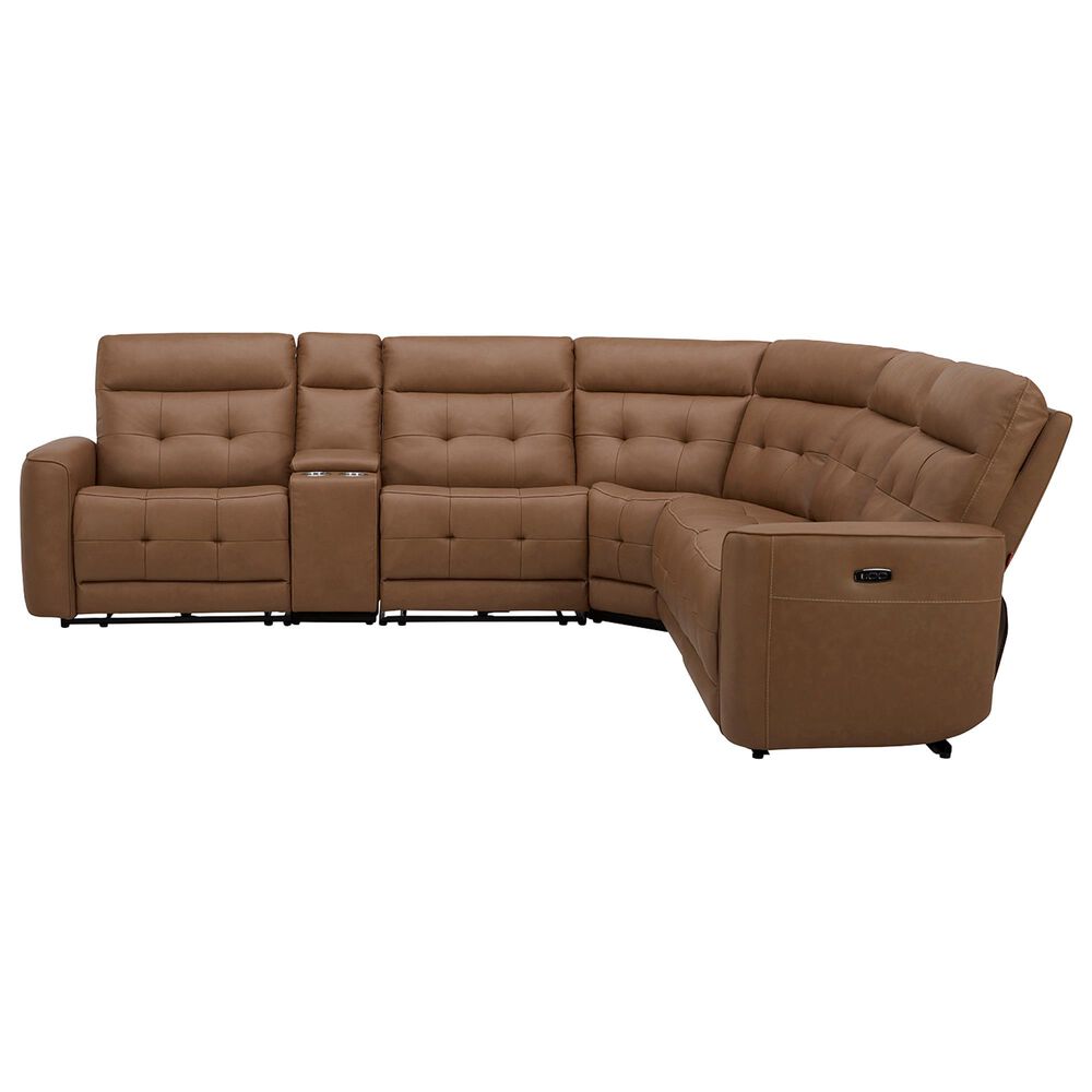 Interlochen 6-Piece Leather Power Reclining Sectional with Power Headrests in Aline Butternut, , large