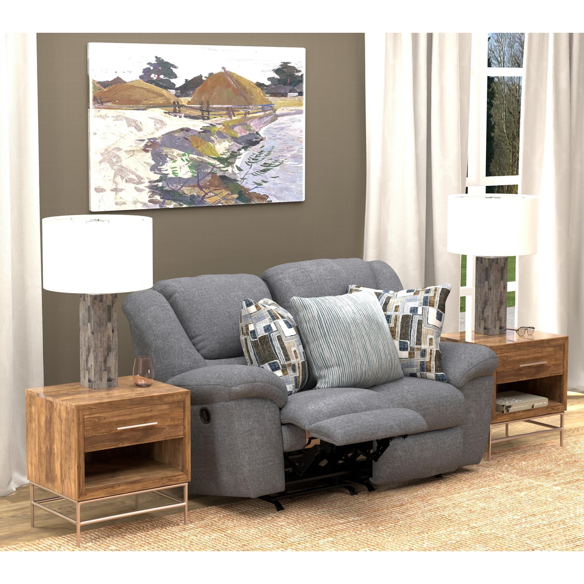 Catnapper Trifecta Manual Reclining Rocking Loveseat in Smoke