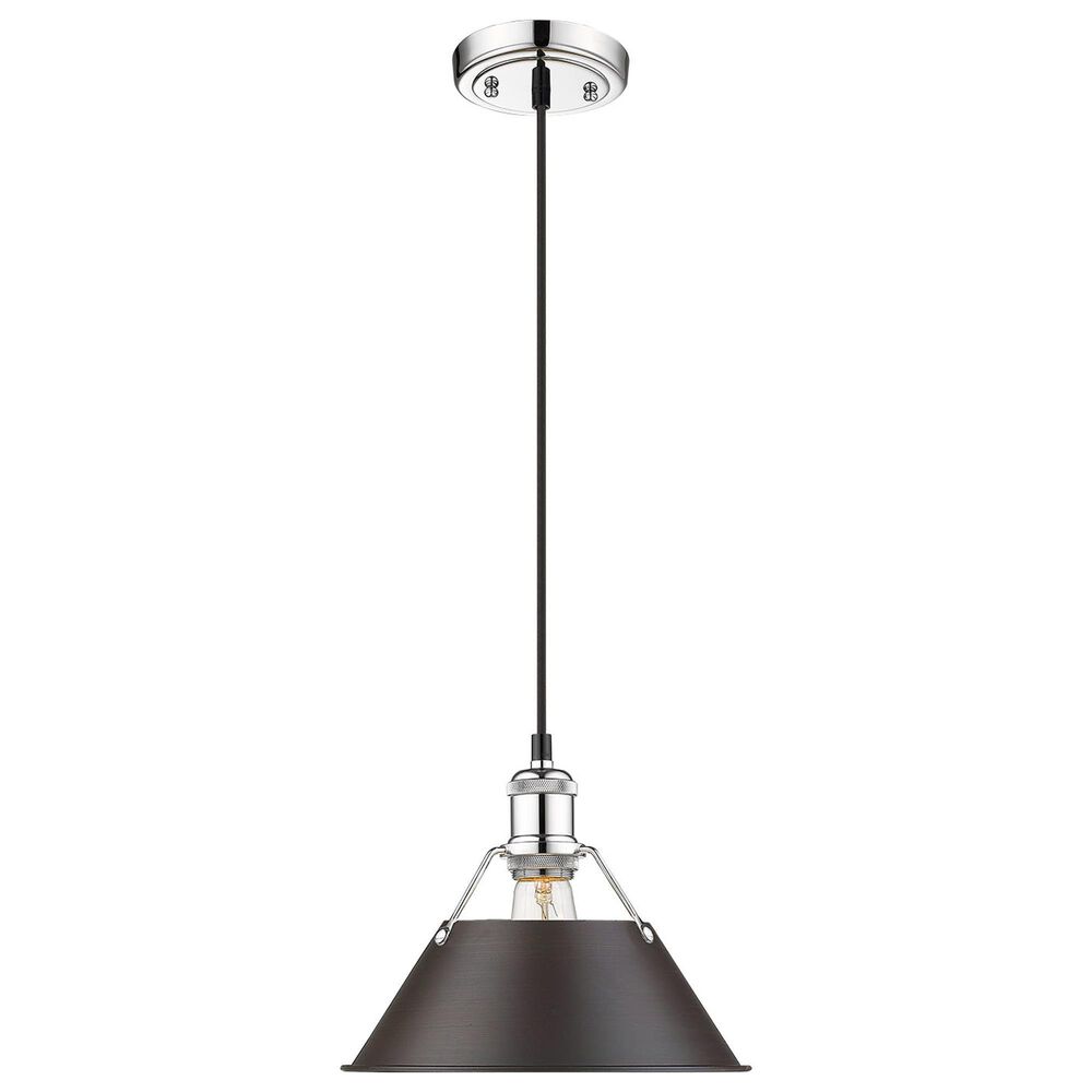 Golden Lighting Orwell 1-Light Medium Pendant with Rubbed Bronze Shade in Chrome, , large
