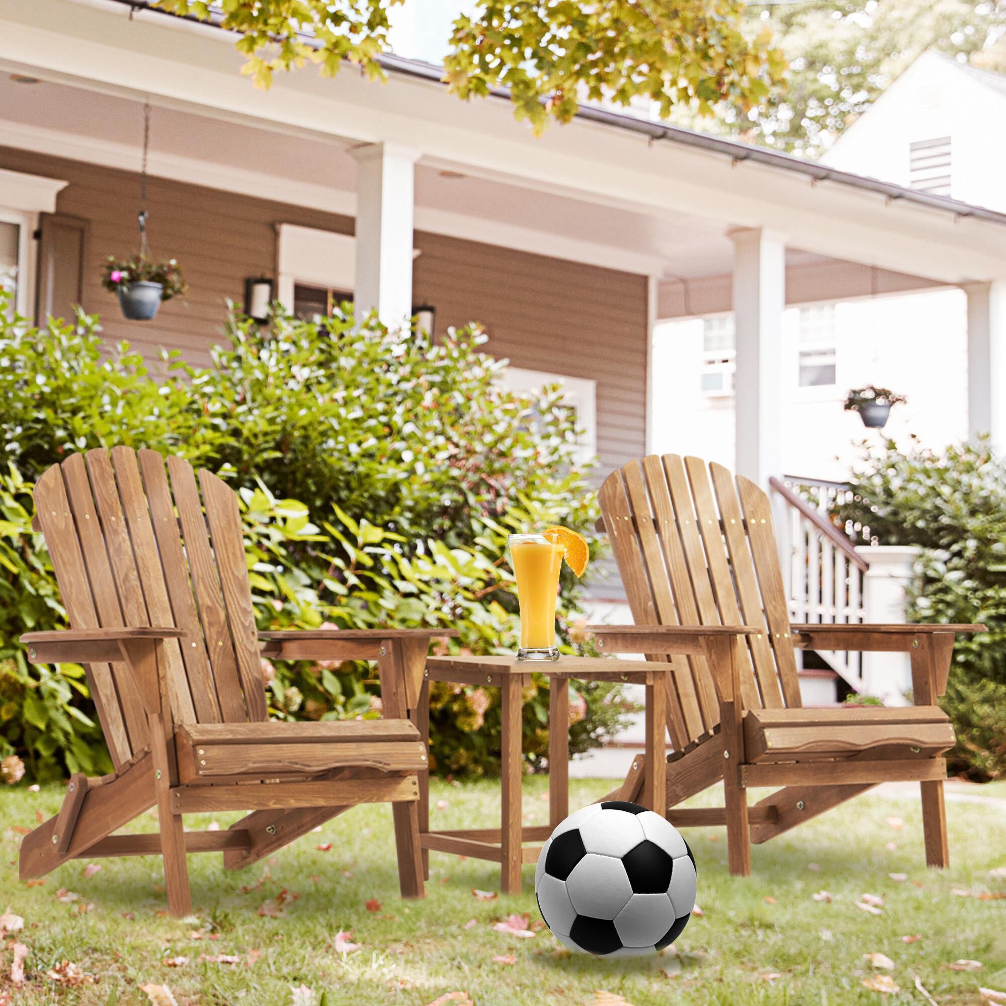 Hearth and Haven Outdoor Folding Adirondack Chair in Light Brown