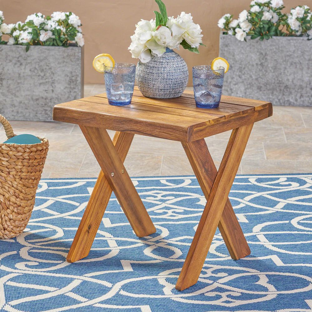 Hearth and Haven Square Patio End Table in Teak, , large