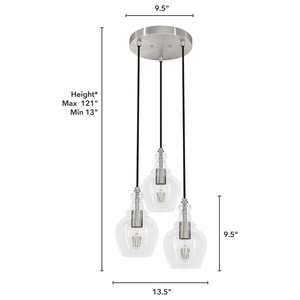 Hunter Maple Park 14&quot; 3-Light Cluster in Brushed Nickel, , large