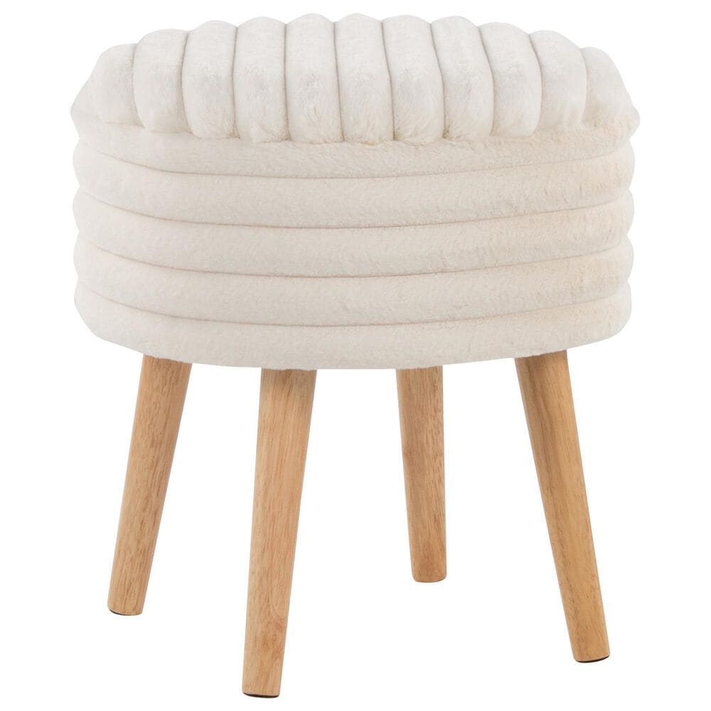 Lumisource Tray Plush 2-Piece Storage Ottoman Set in Cream, , large