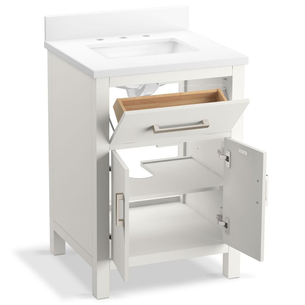 Kohler Kresla 24" Single Bathroom Vanity in White with 3 cm White Quartz Top and Rectangular Sink, , large
