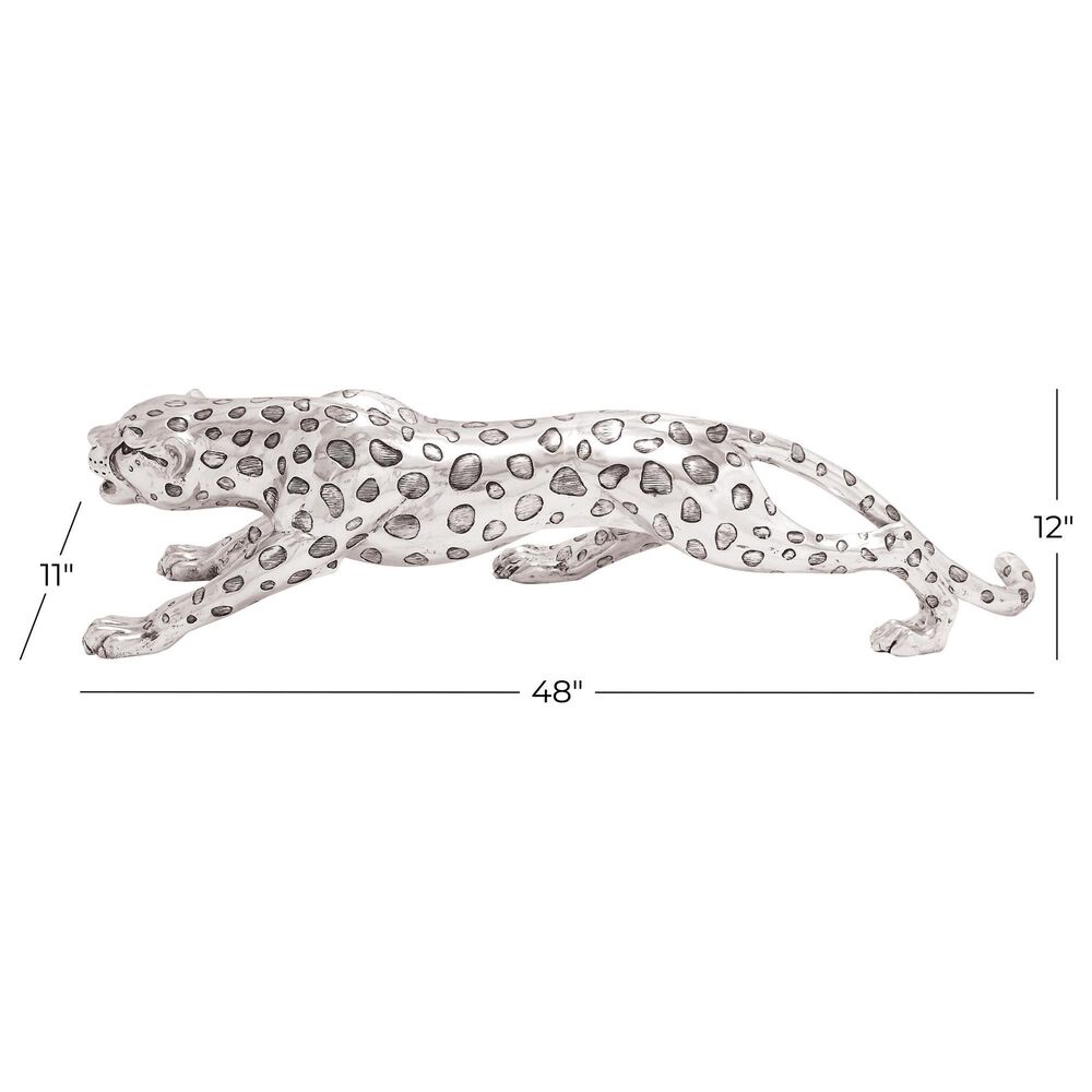 Maple and Jade Leopard Decorative Sculpture in Satin Silver, , large