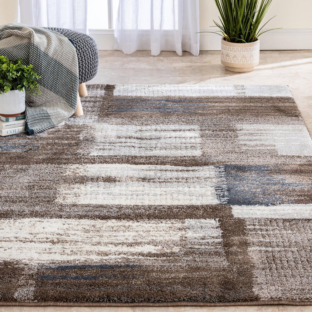 Central Oriental Structures Torrent Quti 7&#39;10&quot; x 9&#39;10&quot; Cloud and Parchment Area Rug, , large