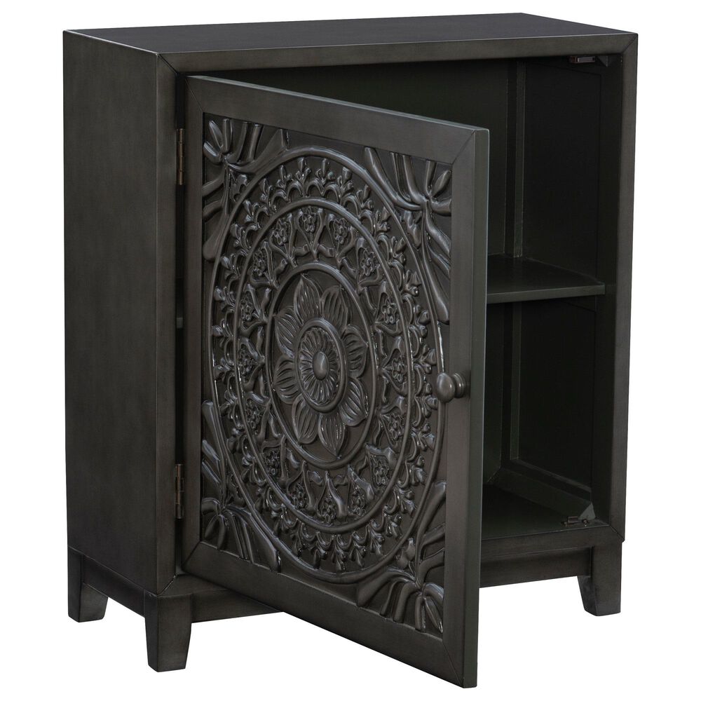Linon Home Decor Grace Cabinet in Dark Grey, , large
