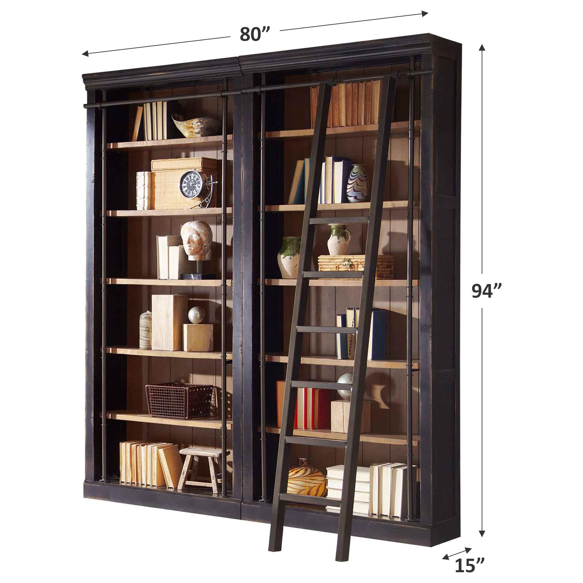 Wycliff Bay Toulouse 2-Piece Bookcase with Ladder in Aged Ebony