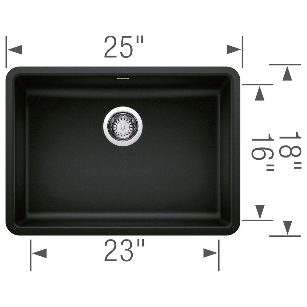 Blanco Precis 25&quot; ADA Single Sink in Coal Black, , large