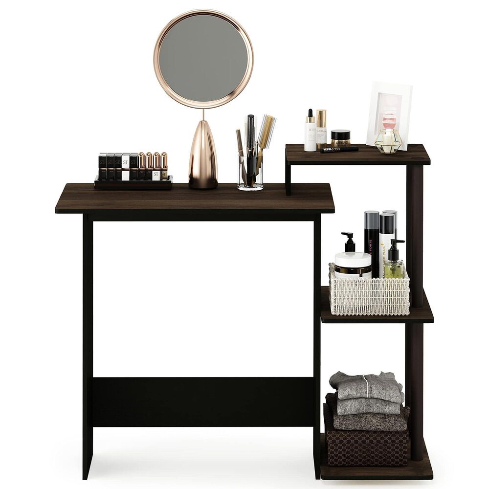 HOMLUX 40" Computer Desk with Open Side Shelves in Columbia Walnut and Brown, , large