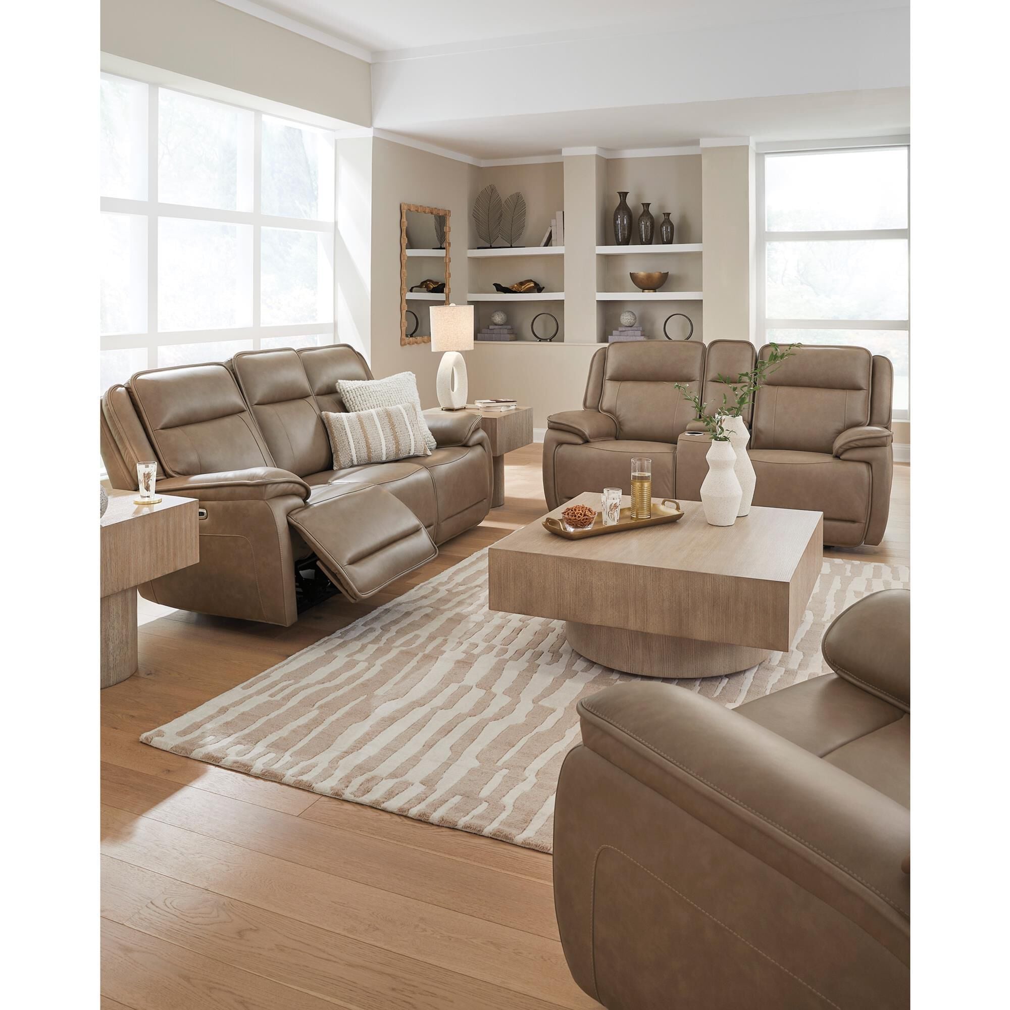 Ashley Glencroft Power Reclining Loveseat with Adjustable Headrest