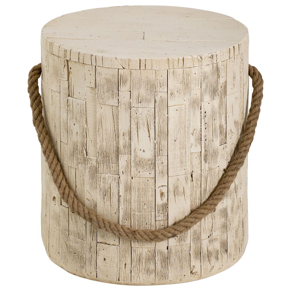 Hearth and Haven Outdoor Side Table with Braided Cord Design in Wood Brown, , large