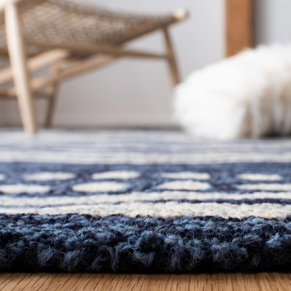 Safavieh Micro-Loop MLP156N 3&#39; x 5&#39; Navy and Ivory Area Rug, , large