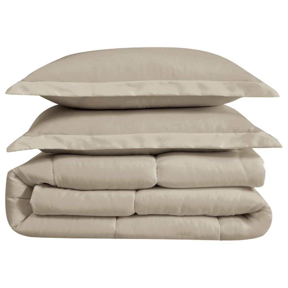 Pem America Cannon Solid 3-Piece Full/Queen Comforter Set in Khaki, , large