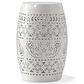 Hearth and Haven Ruby Outdoor Barrel End Table with Lace-Cut Design in White, , large