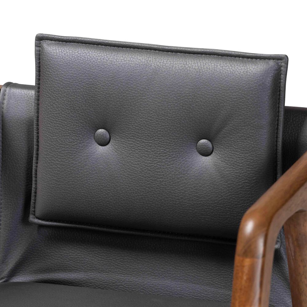 Baxton Studio Marcena Arm Chair with Grey Cushion in Walnut Brown (Set of 2), , large