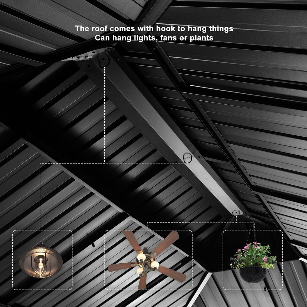 HOMLUX 24-ft x 14-ft Aluminum Pavilion Gazebo Gray Gazebo with Hardtop Roof (Screen Included), , large