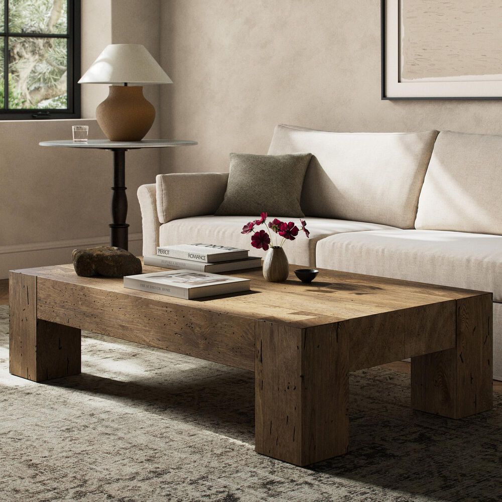 Four Hands Abaso Coffee Table in Rustic Wormwood Oak, , large