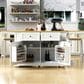 HOMLUX 48" Kitchen Island with Drop Leaf in White and Natural, , large