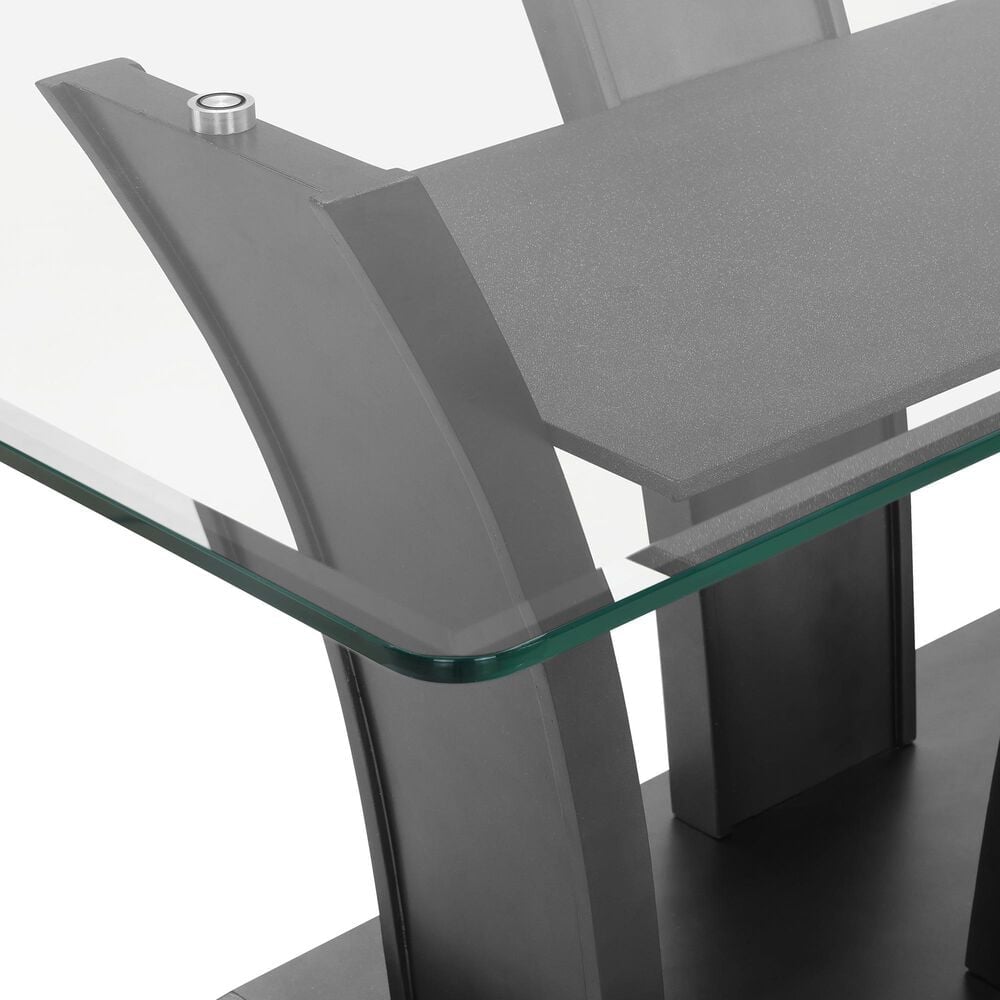 Crown Mark Camelia 7-Piece Rectangle Dining Set in Dark Gray and Clear, , large