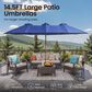 HOMLUX 15" Double-Sided Outdoor Market Umbrella with Sandbag Base and White LED Beads in Royal Blue, , large