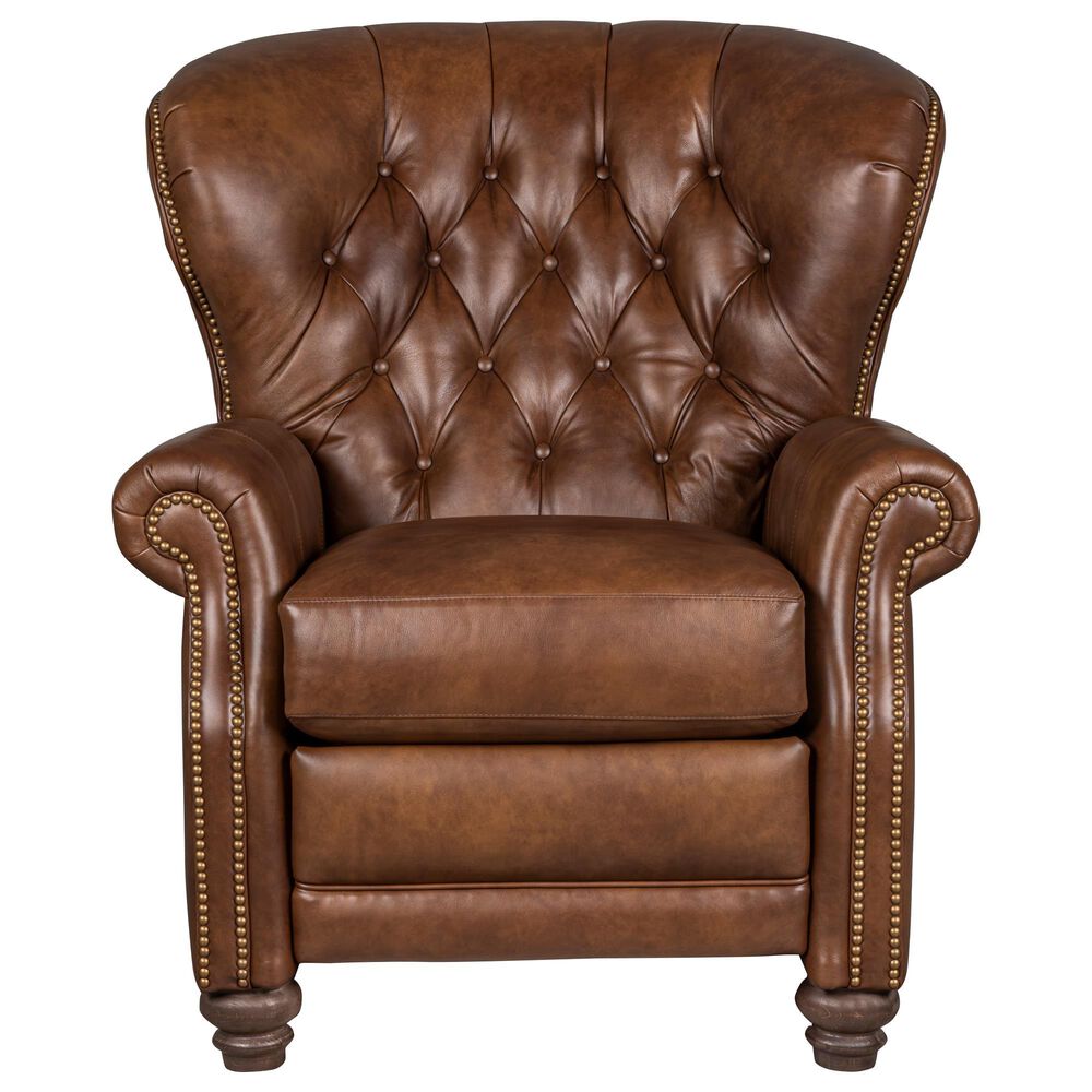 Smith Brothers Pressback Recliner with Shagbark Legs in Brown, , large