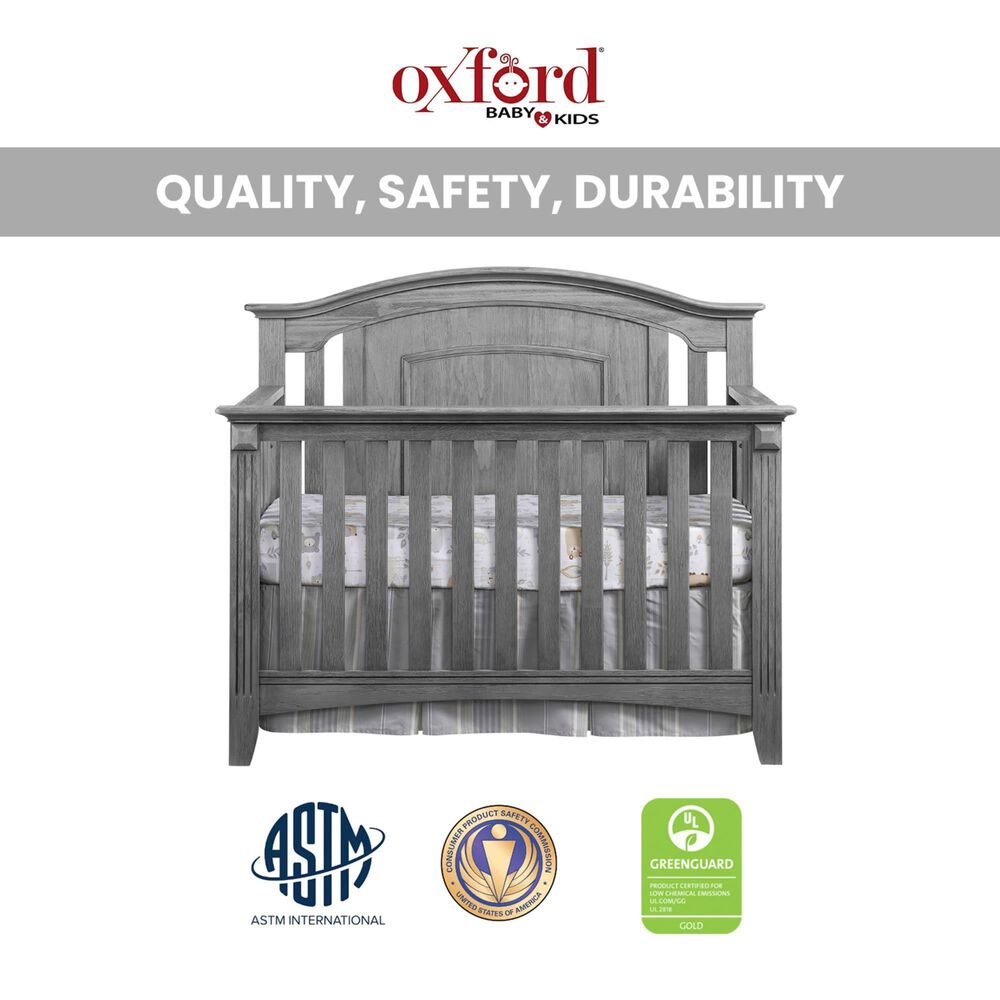 Oxford Village Willowbrook 3- Piece Nursery Set with 4 -In -1 Convertible Crib, Dresser and Changer Top in Graphite Gray, , large