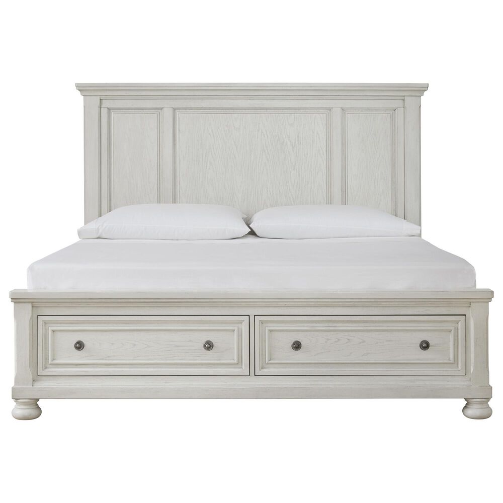 Ashley Robbinsdale California King Panel Storage Bed in Antique White, , large