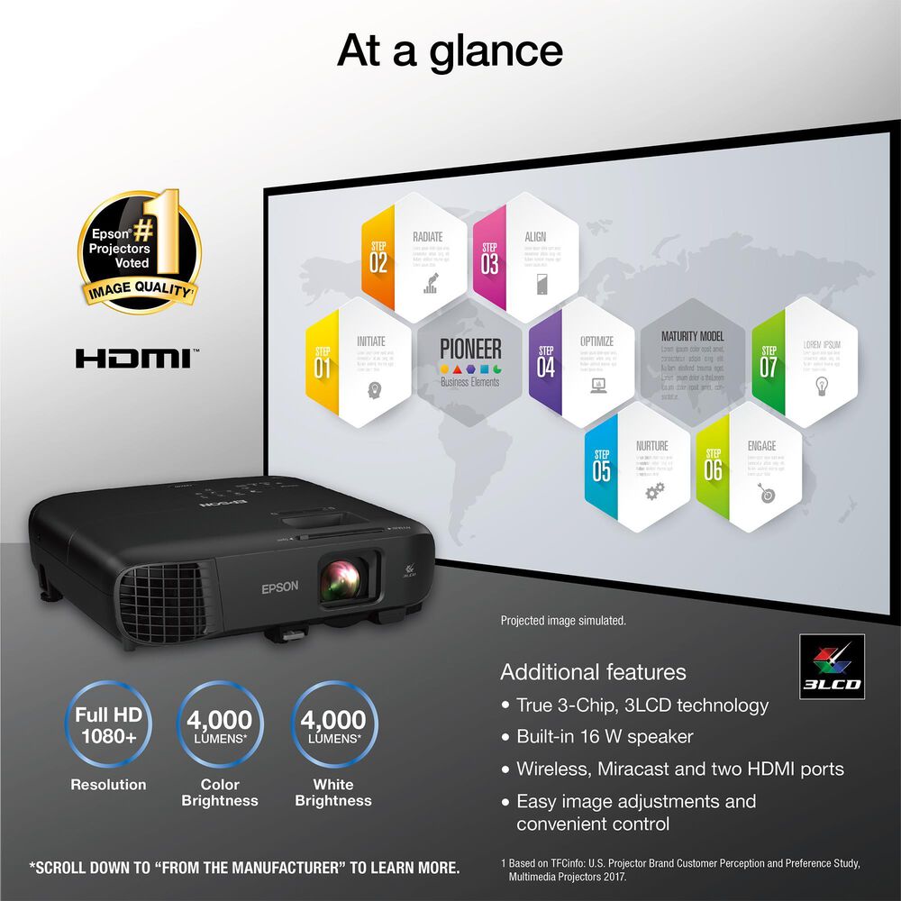 Epson Pro EX9240 3LCD Full HD 1080p Wireless Projector with Miracast in Black, , large