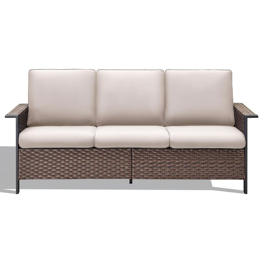 Sunwell Garden 8-Piece Patio Chat Set with Side Table in Beige, , large